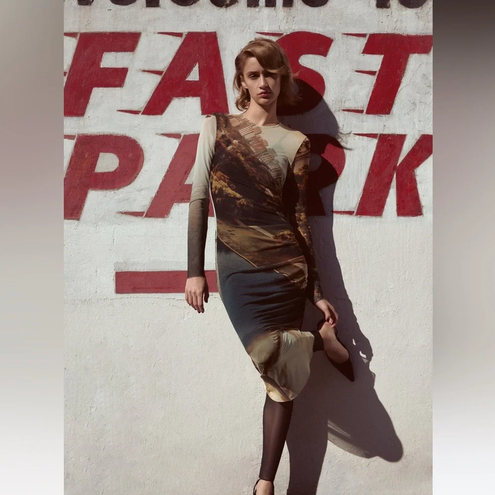 ZARA PRINT DRESS WITH TULLE - Picture 3 of 9